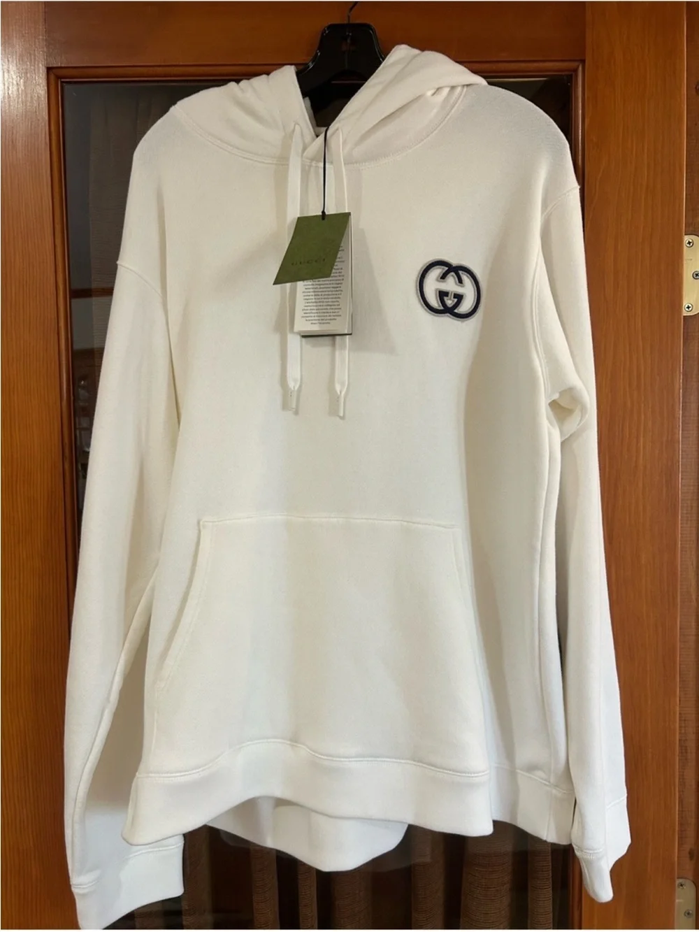 Men’s Gucci embroidered interlocking G cotton hoodie size XL made in Italy